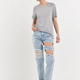 High-Waisted Ripped Straight Leg Jeans