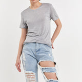 High-Waisted Ripped Straight Leg Jeans