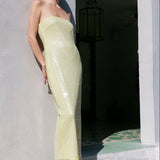 Strapless Sequined Maxi Dress