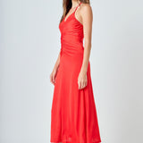 Halter Ruched Maxi Dress