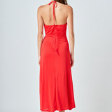 Halter Ruched Maxi Dress