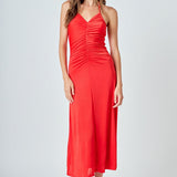 Halter Ruched Maxi Dress