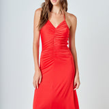 Halter Ruched Maxi Dress
