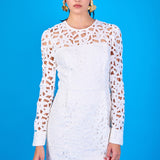 Eyelet Structured Mini Dress