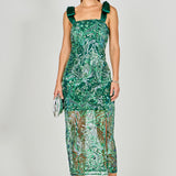 Shoulder Tie Sequins Maxi Dress