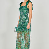 Shoulder Tie Sequins Maxi Dress