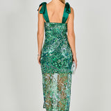 Shoulder Tie Sequins Maxi Dress