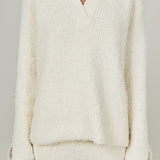 Textured Fuzzy Collared Sweater