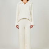 Textured Fuzzy Collared Sweater