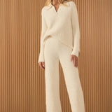 Textured Fuzzy Collared Sweater