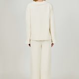 Textured Fuzzy Collared Sweater