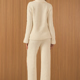 Textured Fuzzy Collared Sweater