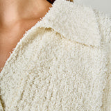 Textured Fuzzy Collared Sweater