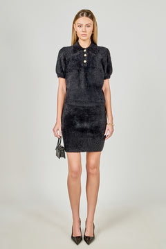 Fuzzy Jewel Sweater Top