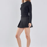 Jewel Buttoned Knit Long Sleeve Top