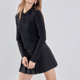Jewel Buttoned Knit Long Sleeve Top