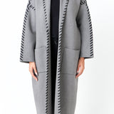 Whip Stitched Long Knit Cardigan