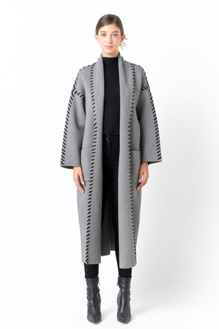 Whip Stitched Long Knit Cardigan