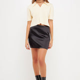 Solid Satin Fit Mini Skirt