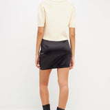 Solid Satin Fit Mini Skirt