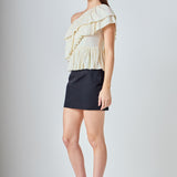 Sequins One Shoulder Ruffle Top