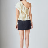 Sequins One Shoulder Ruffle Top