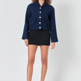 Boucle Tweed Buttoned Bomber