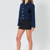 Boucle Tweed Buttoned Bomber