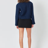 Boucle Tweed Buttoned Bomber