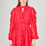 Chiffon Ruffled V Mini Dress