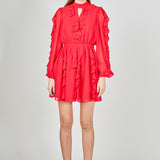 Chiffon Ruffled V Mini Dress