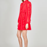 Chiffon Ruffled V Mini Dress