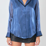 Beaded Collar Relaxed Blouse