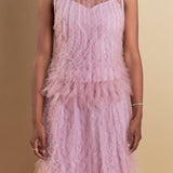 Tulle Ruffled Sleeveless Top