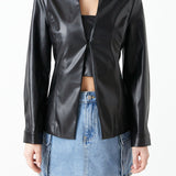 Faux Leather Jacket Set