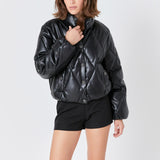 Quilted Pu Bomber