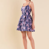 Floral Jacquard Sweetheart Neckline Mini Dress