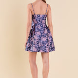 Floral Jacquard Sweetheart Neckline Mini Dress