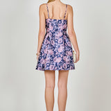 Floral Jacquard Sweetheart Neckline Mini Dress
