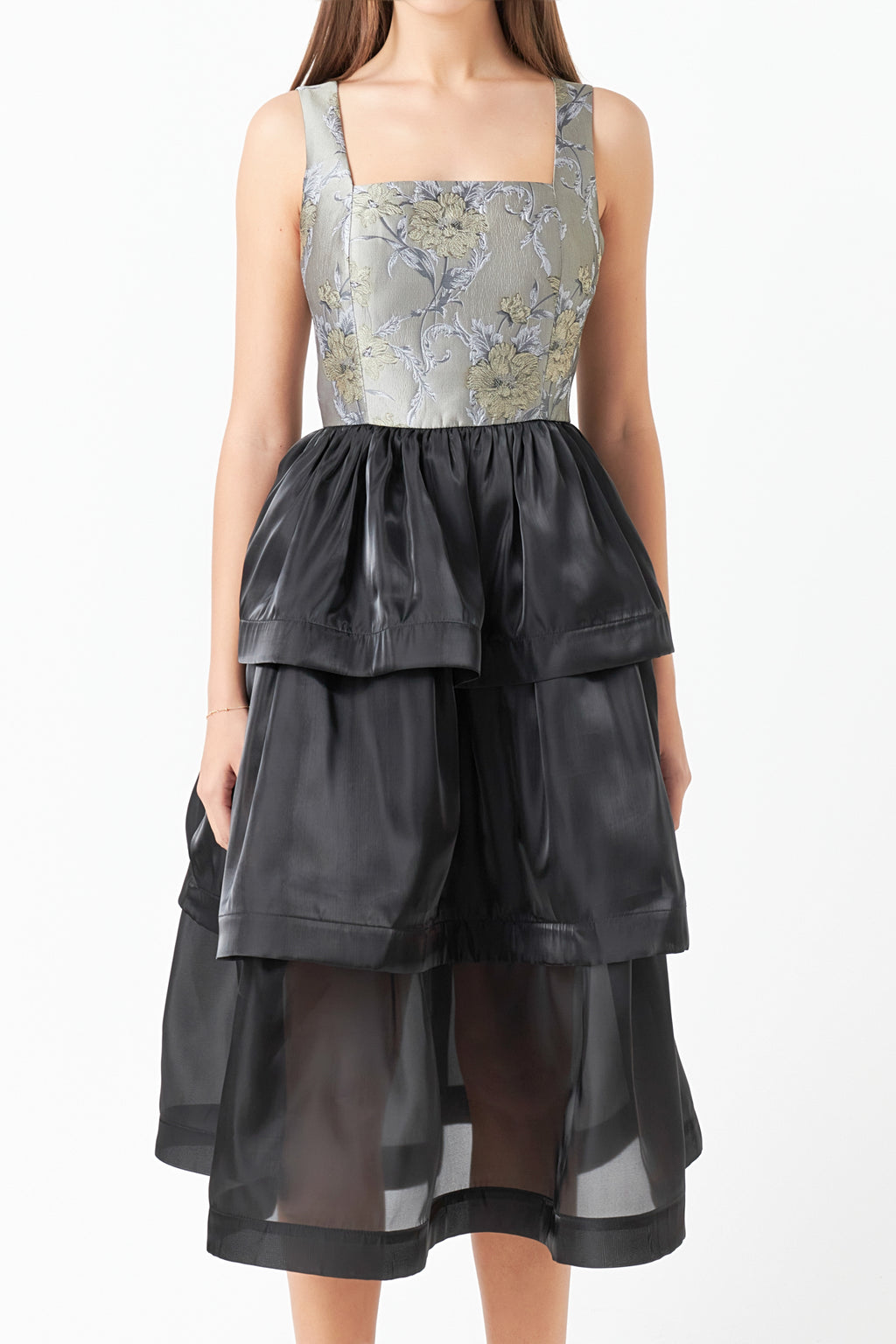 Floral Jacquard Midi Dress