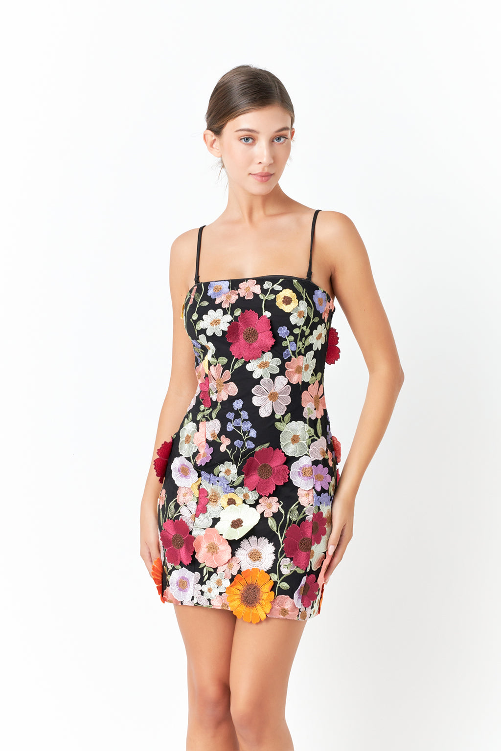 Floral Embroidered Mini Dress