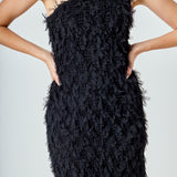 Mesh Trimmed One Shoulder Mini Dress