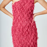 Mesh Trimmed One Shoulder Mini Dress