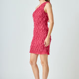 Mesh Trimmed One Shoulder Mini Dress