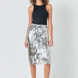 Fringed Metallic Midi Skirt