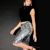 Fringed Metallic Midi Skirt