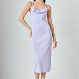 Mixed 3D Flower Knit Maxi Dress