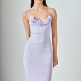 Mixed 3D Flower Knit Maxi Dress