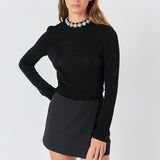 Embellished Slub Top