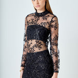 Sequins Embroidered Mini Dress